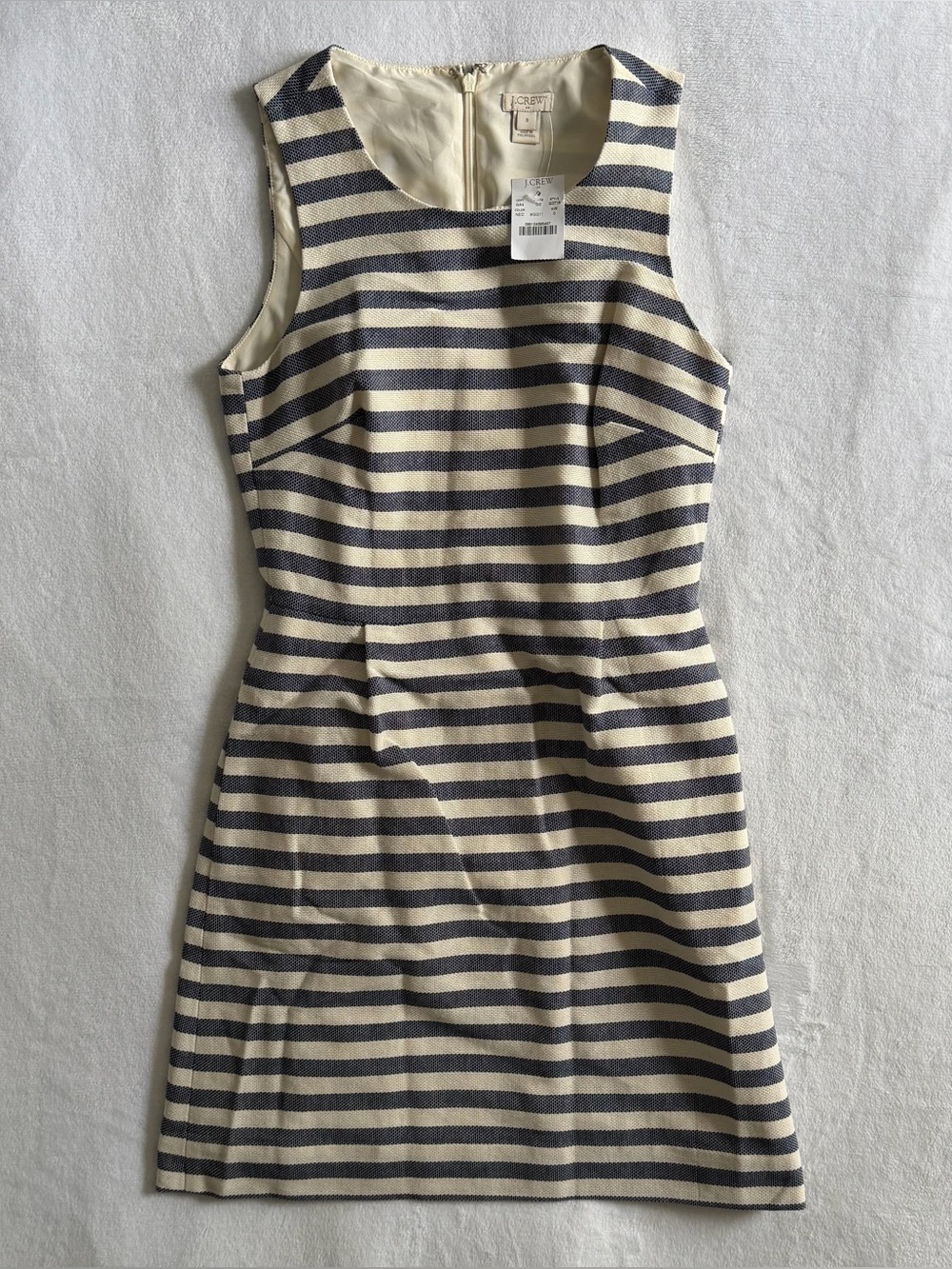 J.Crew 100% Cotton Navy/Cream Striped Dress
Lined Sleeveless Midi Women's 0